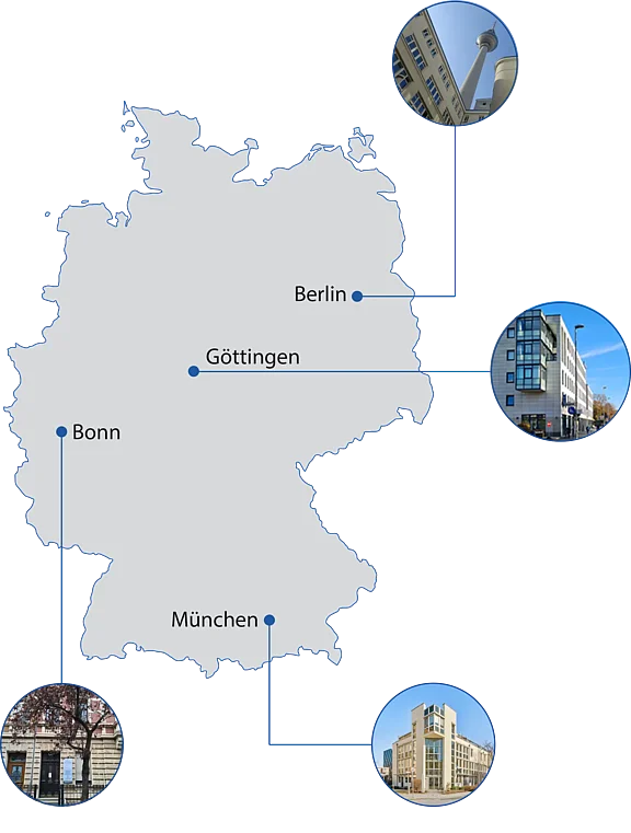 Deutschlandkarte mit eingezeichneten Standorten