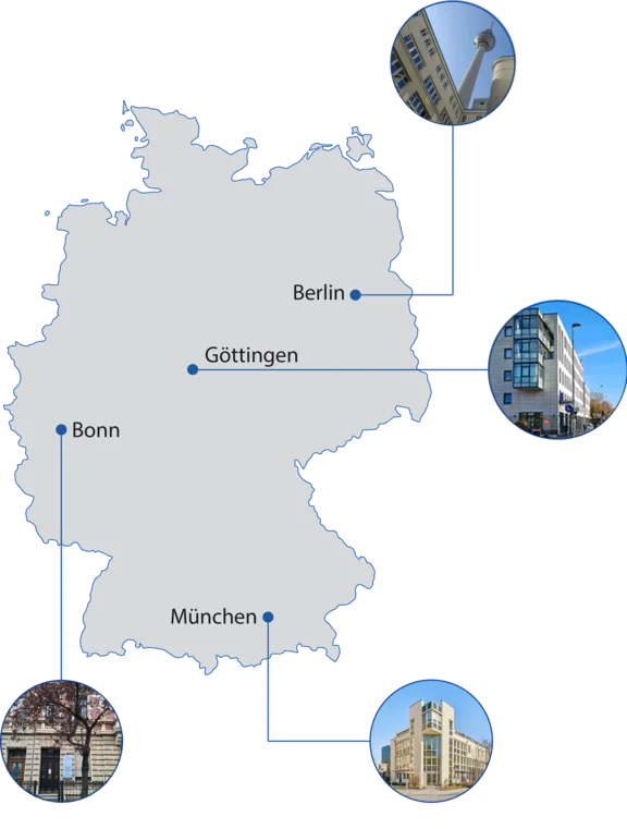 Deutschlandkarte mit eingezeichneten Standorten
